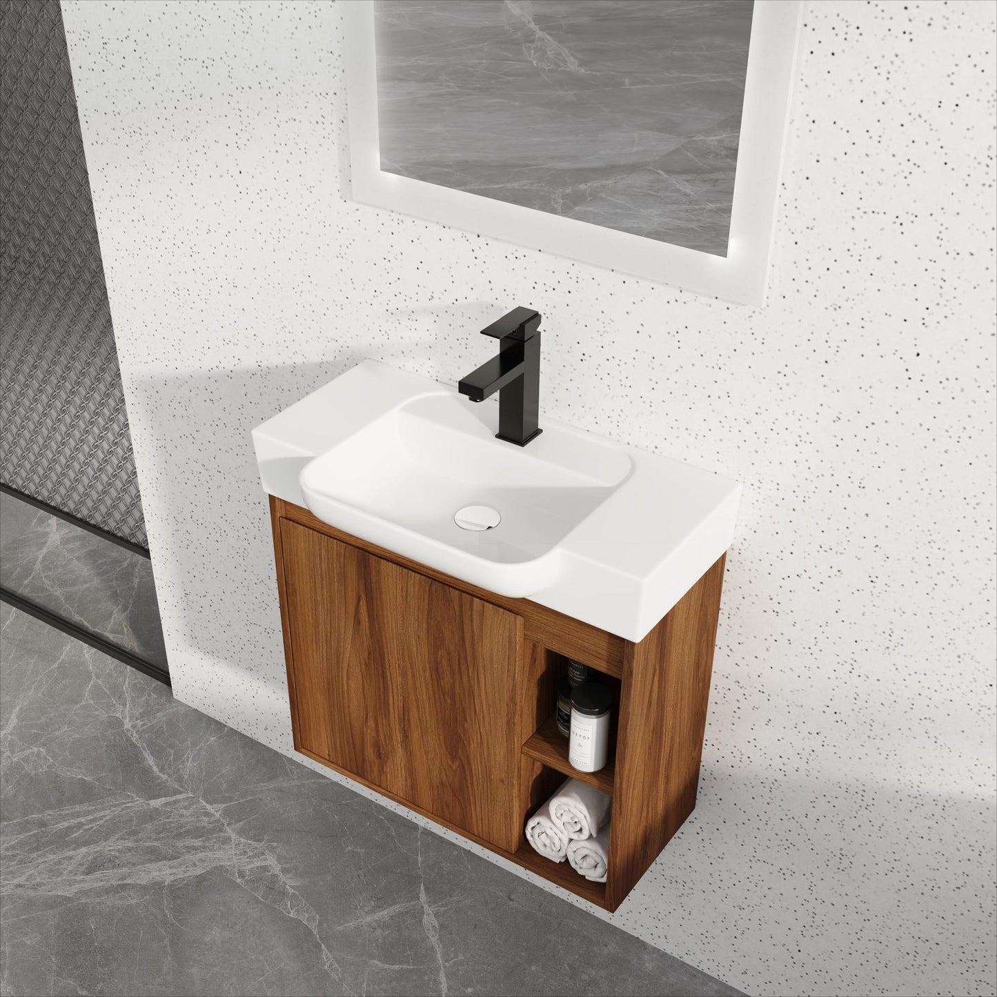 Wall Mounted Bathroom Vanity With Sink & Soft Close Door