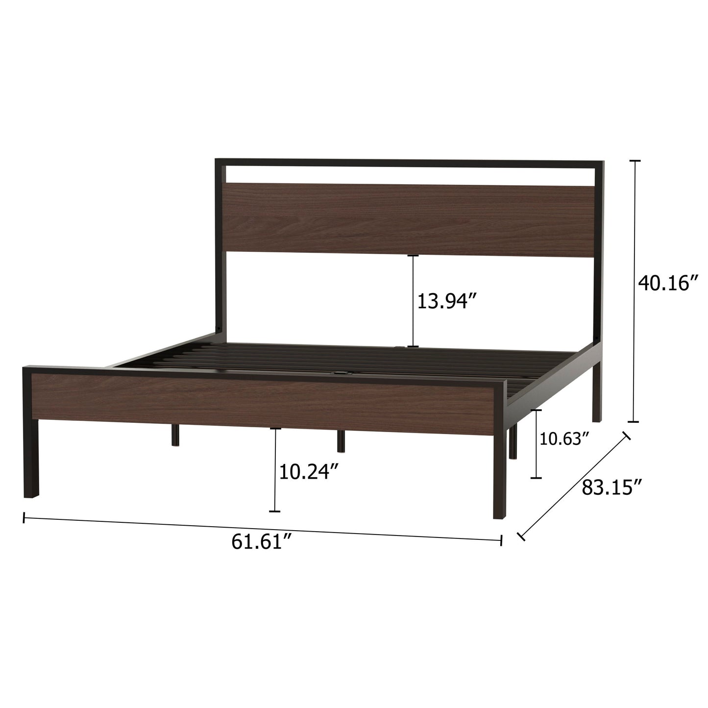 Ceres - Metal Bed With Wood Headboard & Footboard