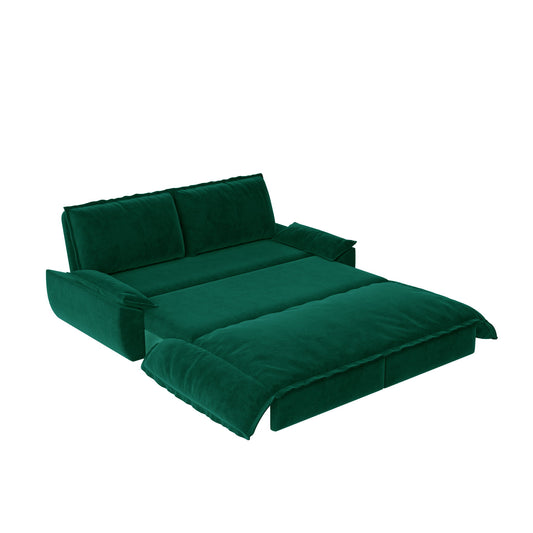 Queen Pull Out Sofa Bed, 3 In 1 Convertible Sleeper Sofa, Multi Functional Velvet Loveseat Bed - Green