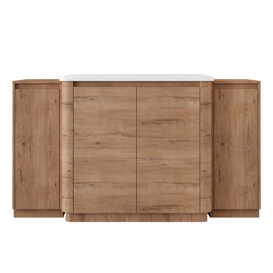 Freestanding Bathroom Vanity With Sink, 2 Small Storage Cabinets, Soft Close Doors