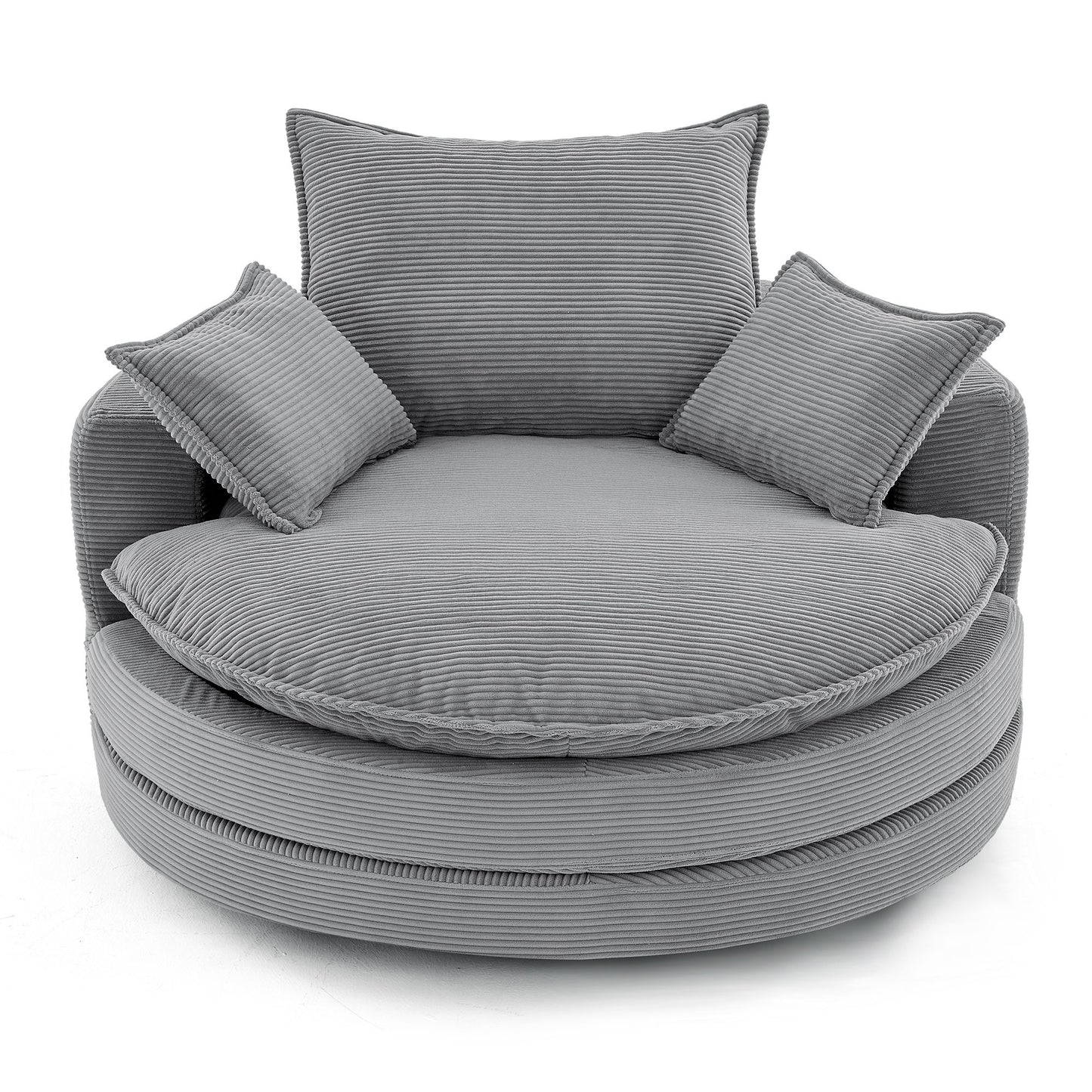 360° Swivel Accent Barrel Chair With Dual Layer Cushion And 3 Removable Pillows