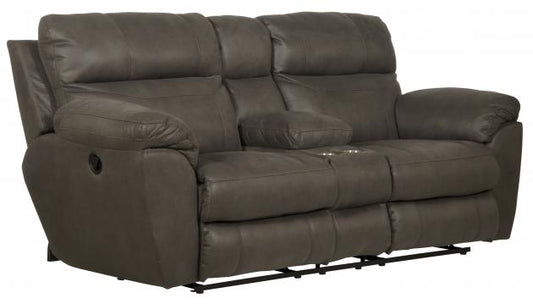 Catnapper Atlas Reclining Console Loveseat in Charcoal
