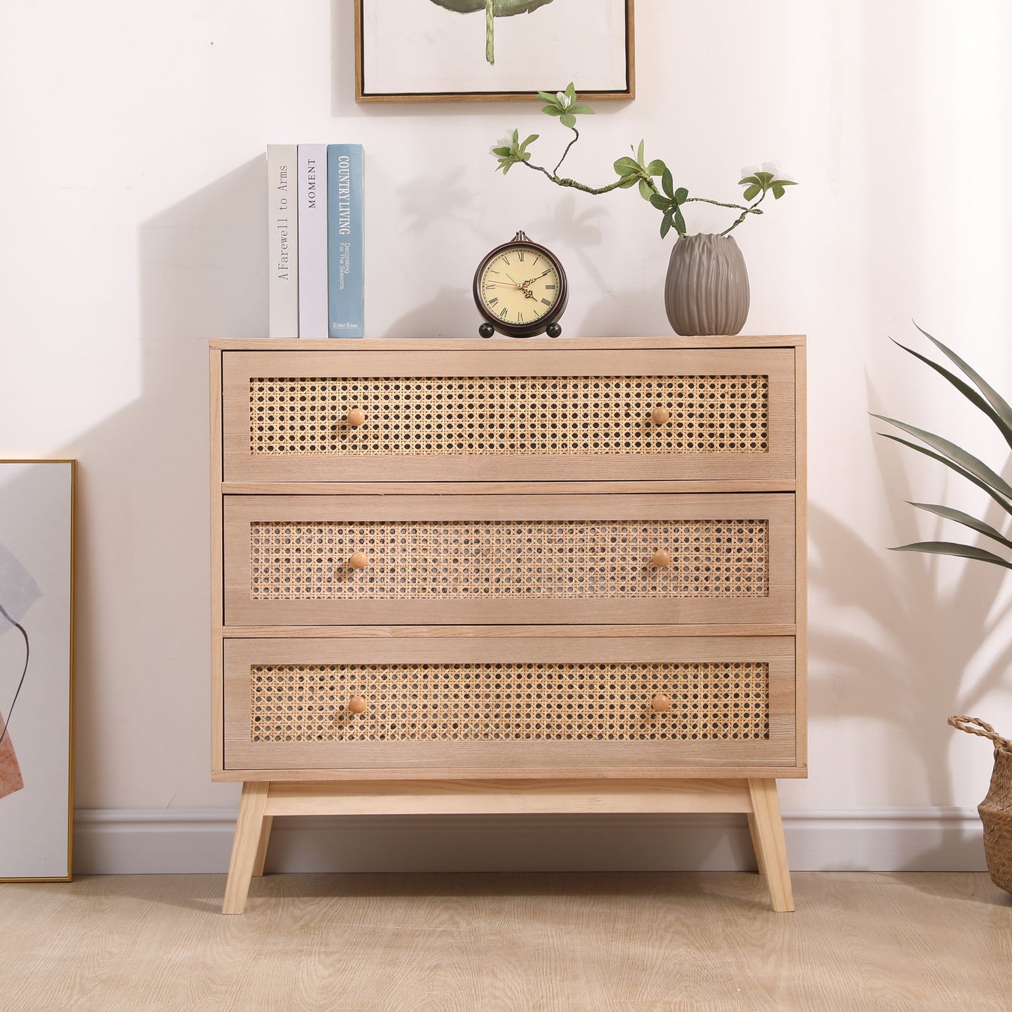 Drawers Rattan Storage Cabinet Rattan Drawer, For Bedroom, Living Room