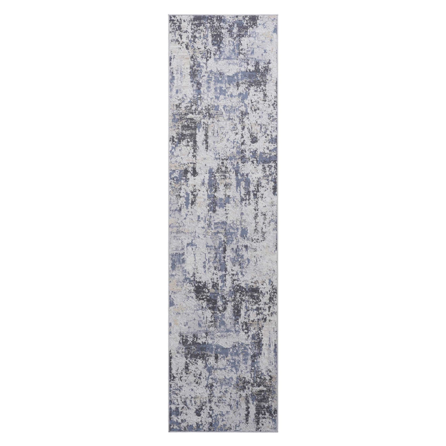 2' x 8' Abstract Non-Shedding Stylish And Stain Resistant Area Rug - Gray / Denim