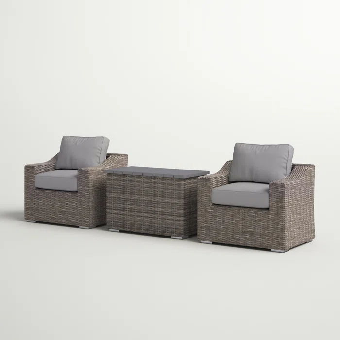 Chic 2 Person Seating Group With Cushions Ideal For Cozy Outdoor Gatherings - Gray Mix