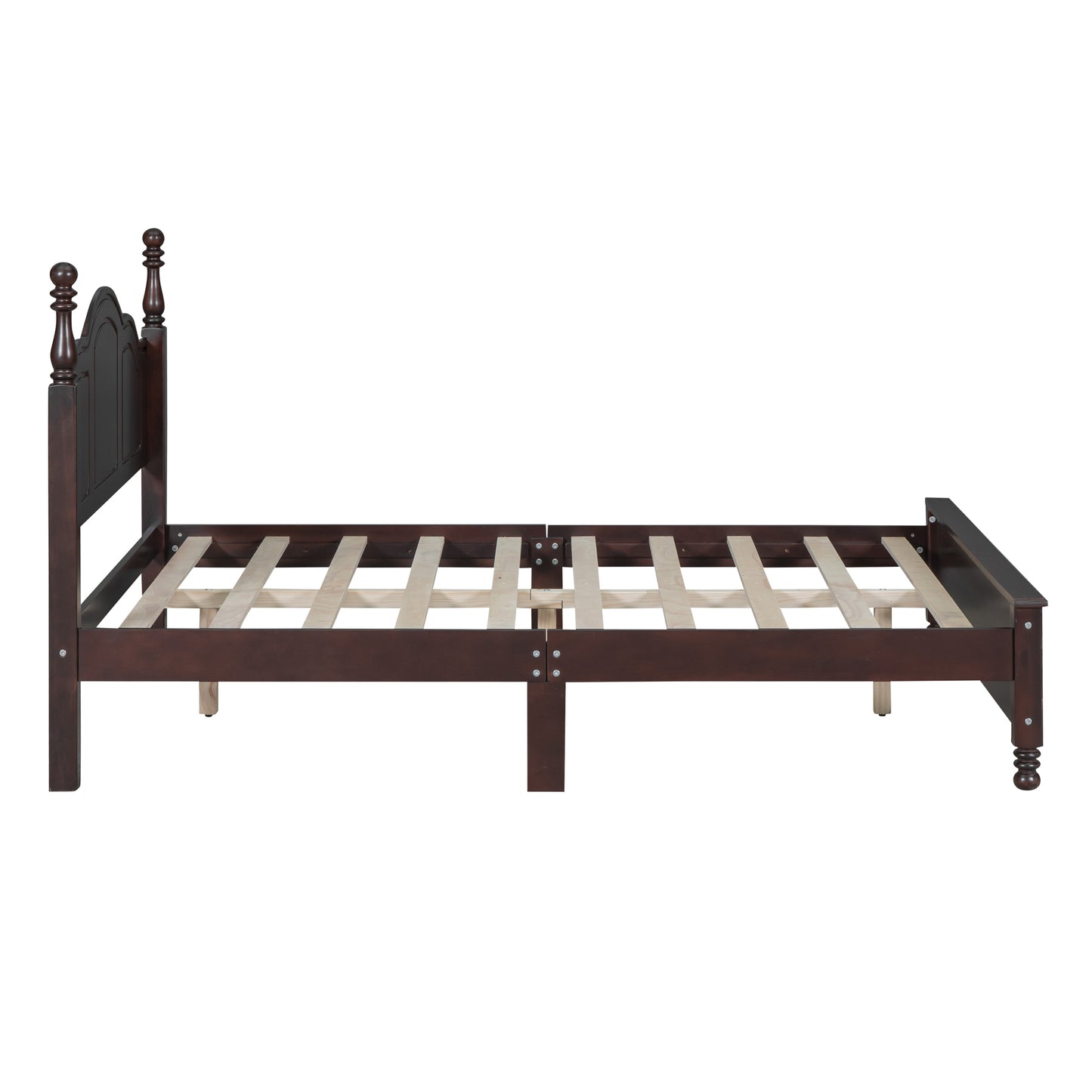 3-Pieces Bedroom Sets,Full Size Wood Platform Bed and Two Nightstands-Dark Walnut