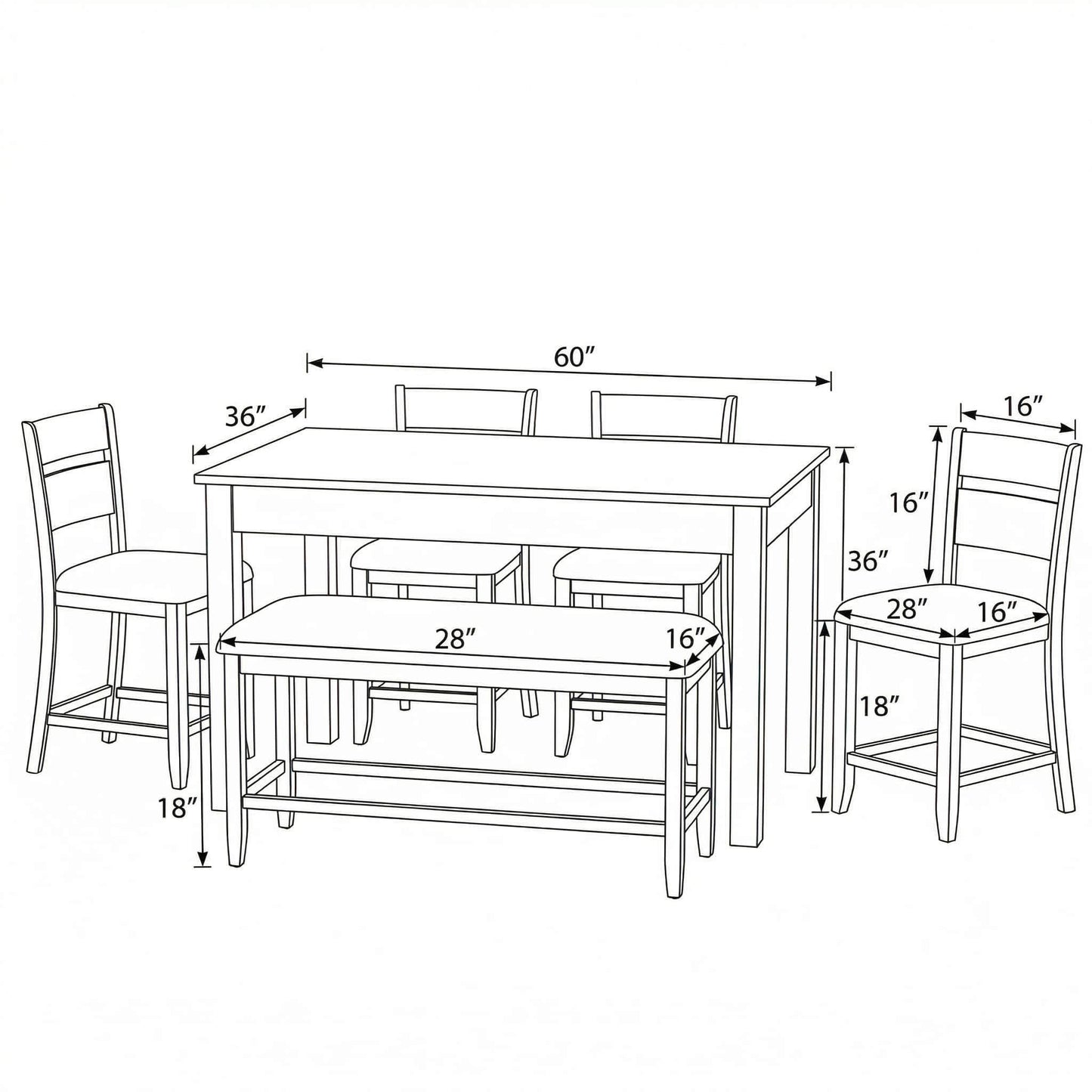6 Piece Gathering Dining Set
