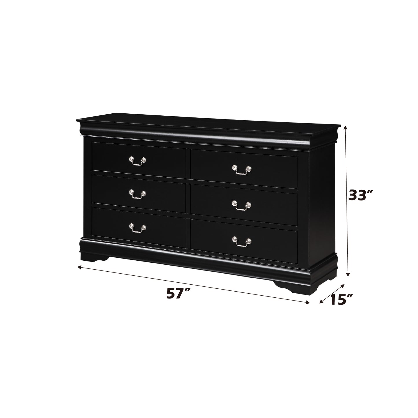 Louis Philippe Black Finish 5PCS Bedroom Set (Queen)