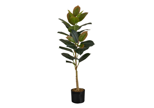 Artificial Plant, 40" Tall, Rubber Tree, Indoor, Faux, Fake, Floor, Greenery, Potted, Real Touch, Decorative - Green / Black