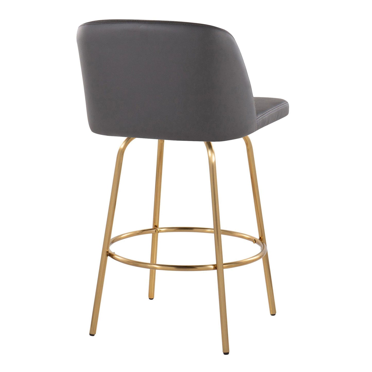Toriano - Contemporary, Fixed Height Counter Stool With Swivel With Round Footrest (Set of 2)