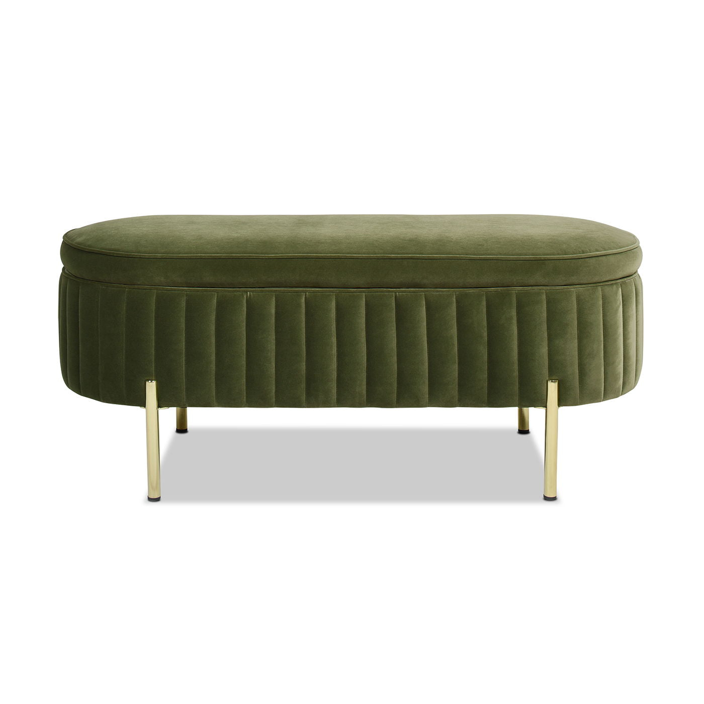 Chloe - Modern Glam Storage Bench - Olive Green