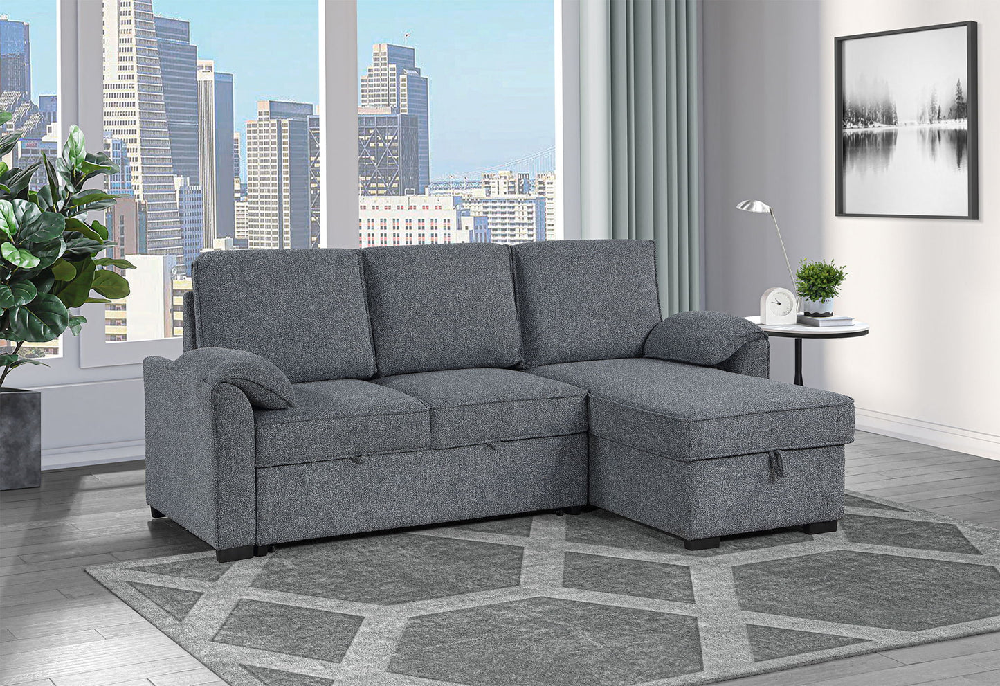 U0808 - Reversible Sofa Bed - Dark Gray