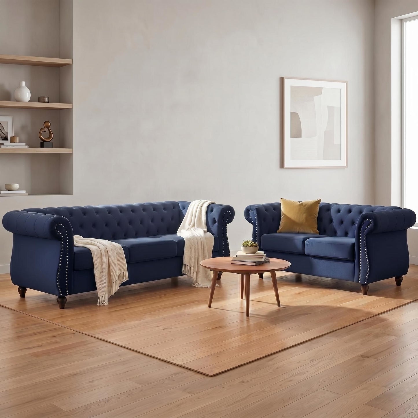 Chesterfield Button Tufted Loveseat With Rolled Arms