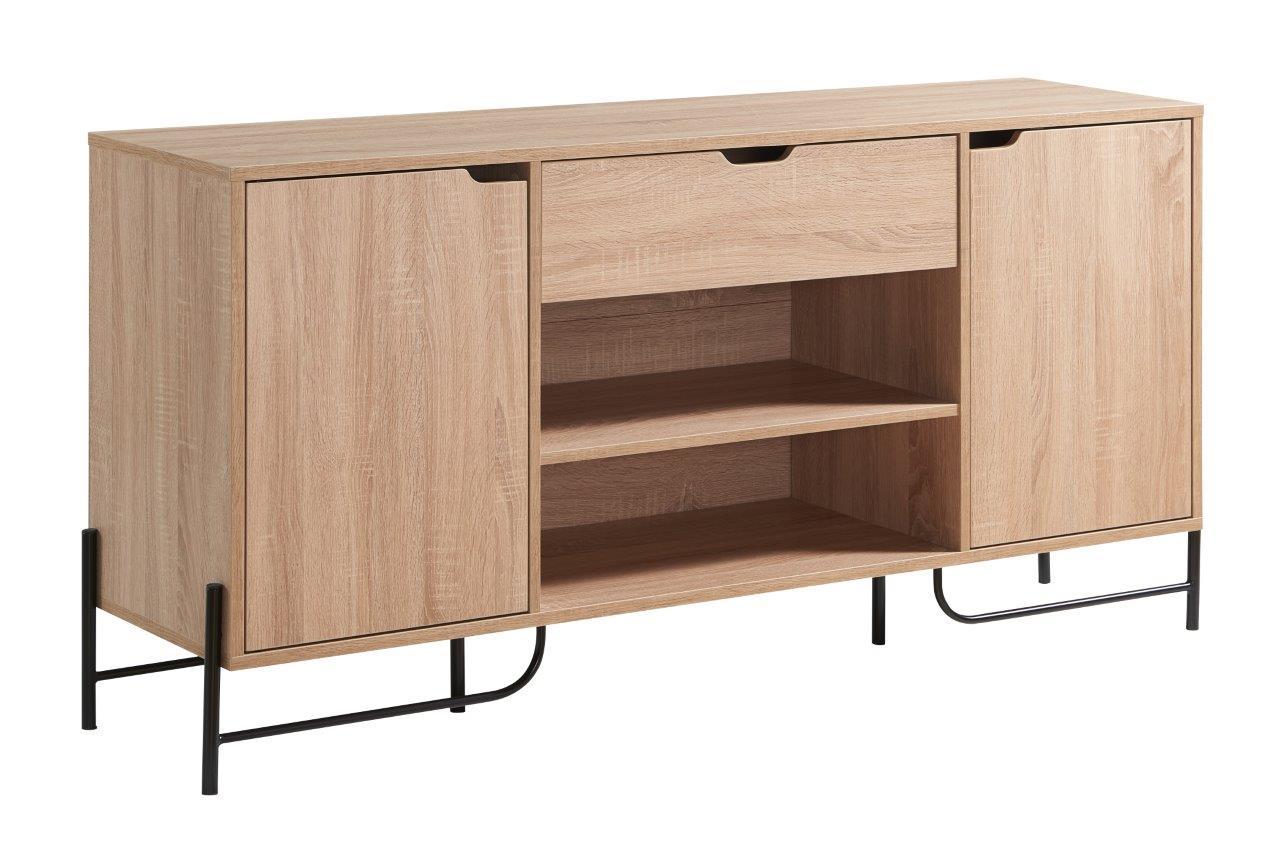 Buffet With Metal Legs With Two Door, One Drawer And Six Shelves