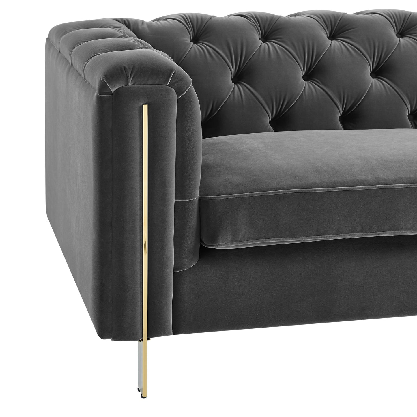 Charlene - Velvet Button Tufted Sofa - Gray