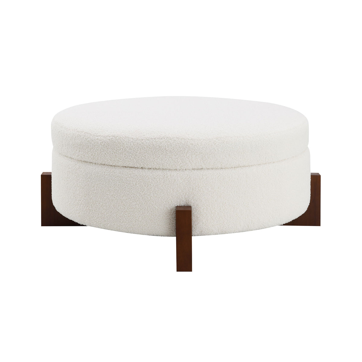 Round Storage Ottoman, Footrest Stool For Living Room