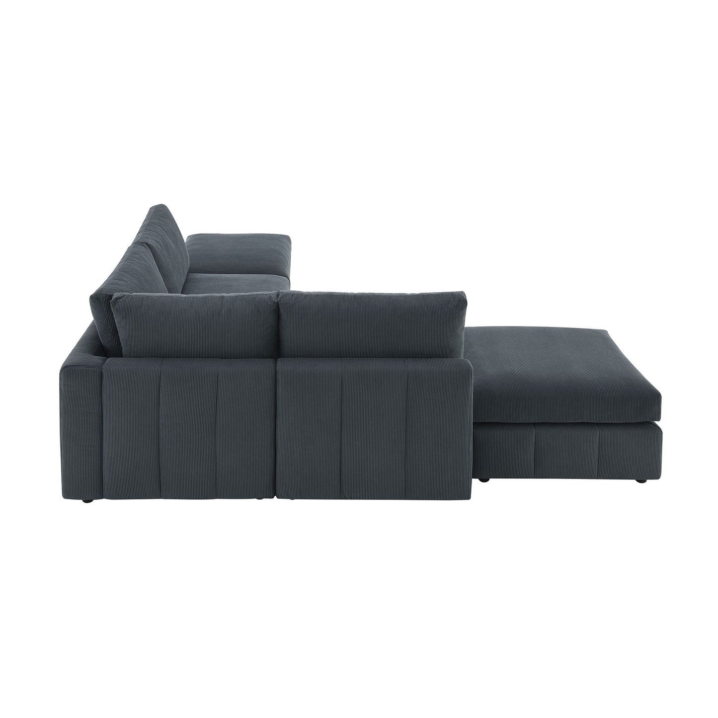 Modern Sectional Sofa With Vertical Stripes, 5 Seat Armless Couch Set With Convertible Ottomans, Various Combinations, L-Shape Indoor Furniture For Living Room