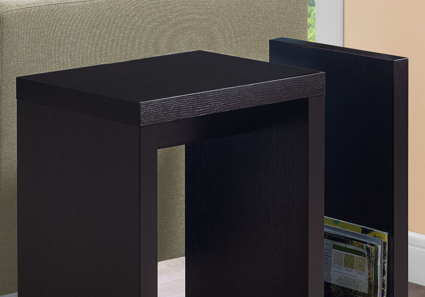 Accent Side Table, Narrow, Small, Contemporary & Modern - Brown