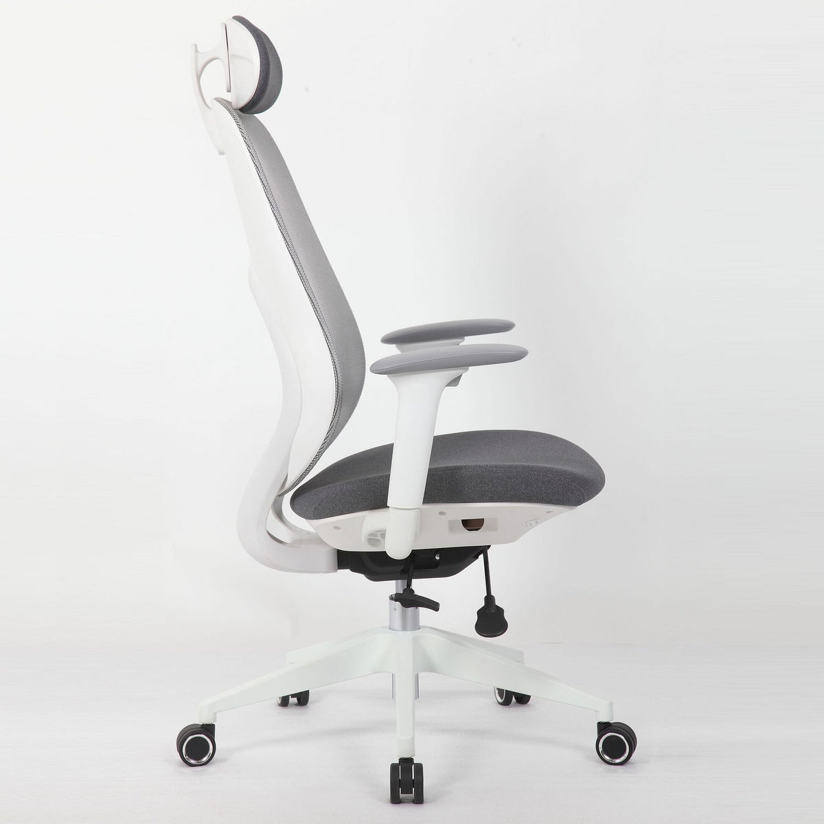 Office High Back Swivel Desk Chair With Height Adjustable Backrest, 3 Tilt Lock & Rotatable Headrest - Milk White