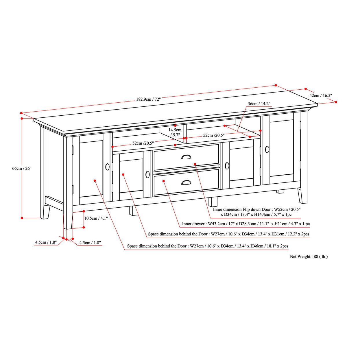 Redmond - TV Media Stand - Hickory Brown