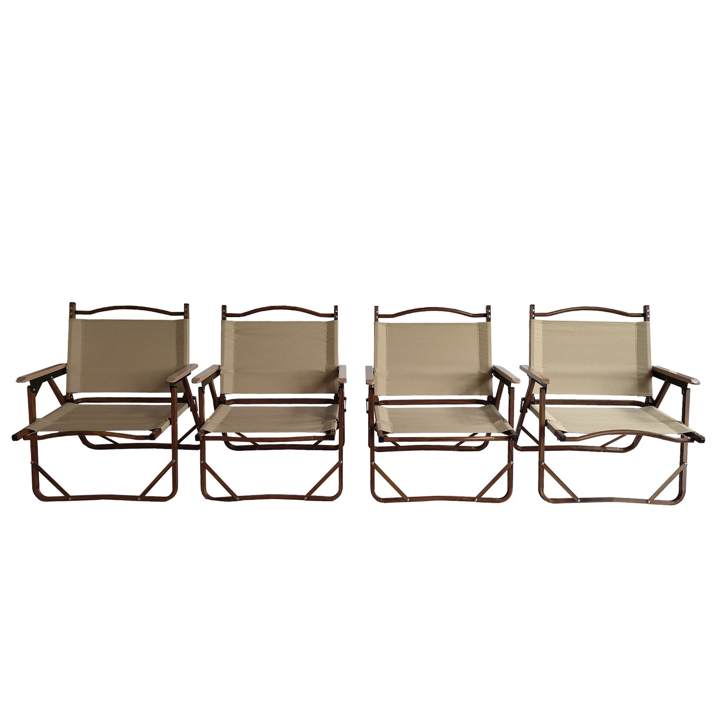 Comfy Foldable And Portable Chair With Armrests, Indoor And Outdoor (Set of 4) - Brown