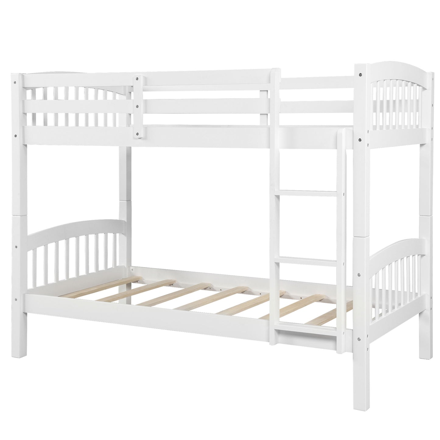 Twin Over Twin Bunk Bed & Ladder - White