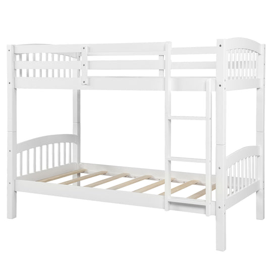 Twin Over Twin Bunk Bed & Ladder - White