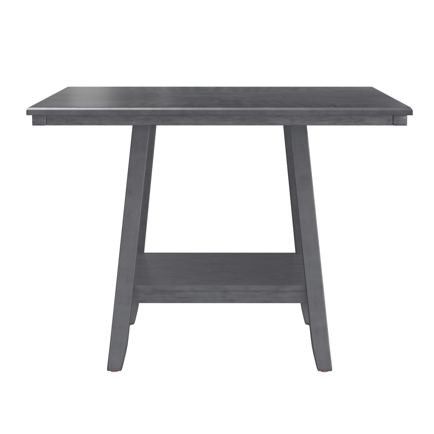 Counter Height Dining Table With Tapered Base And Lazy Susan - Gray