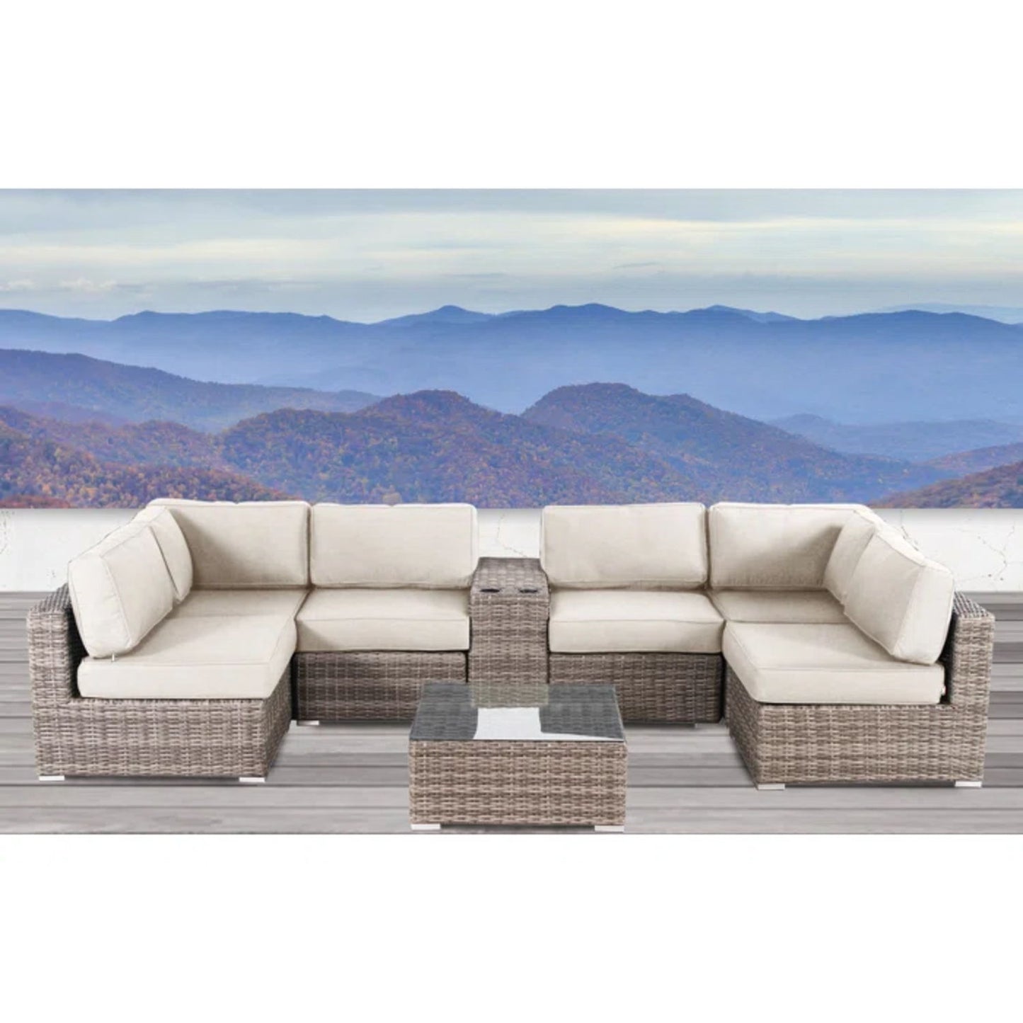 Elegant 4 Person Wicker Patio Seating Set With Cushions And Glass Top Table