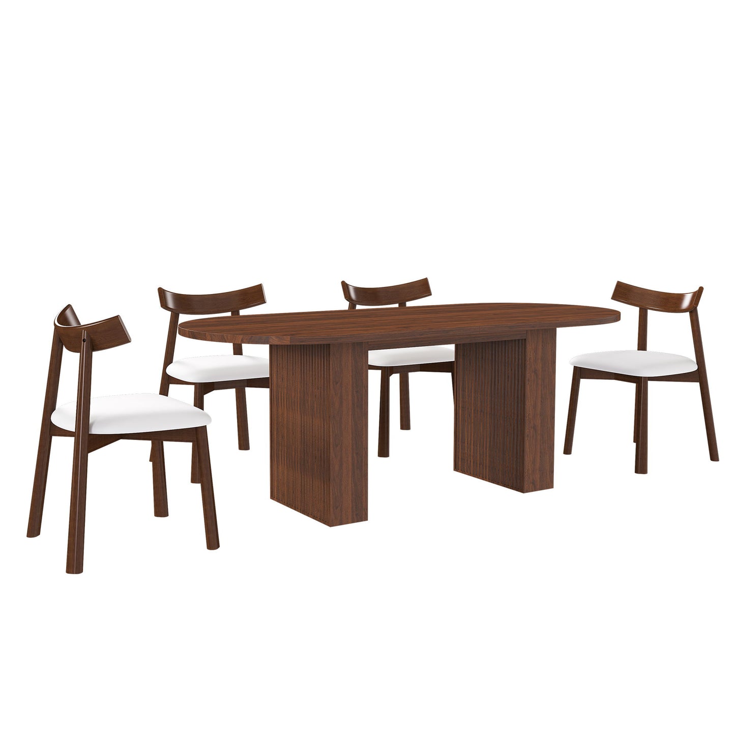 Oval Dining Table Set For 6 With 4 Chairs - Walnut