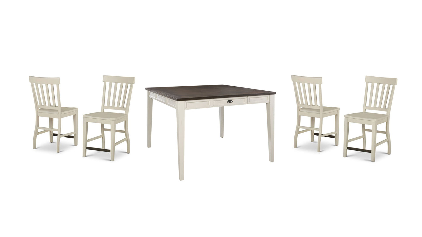 Cayla - 5 Piece Dining Set - White & Dark Brown