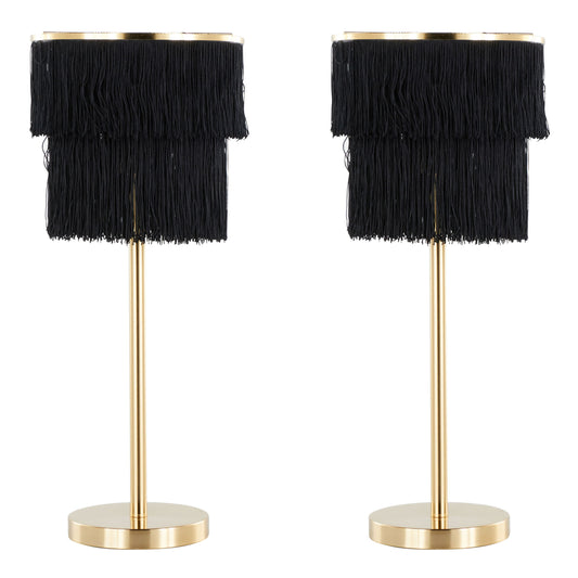 Fringe - Contemporary Buffet Lamp (Set of 2) - Royal Gold / Black Fringe