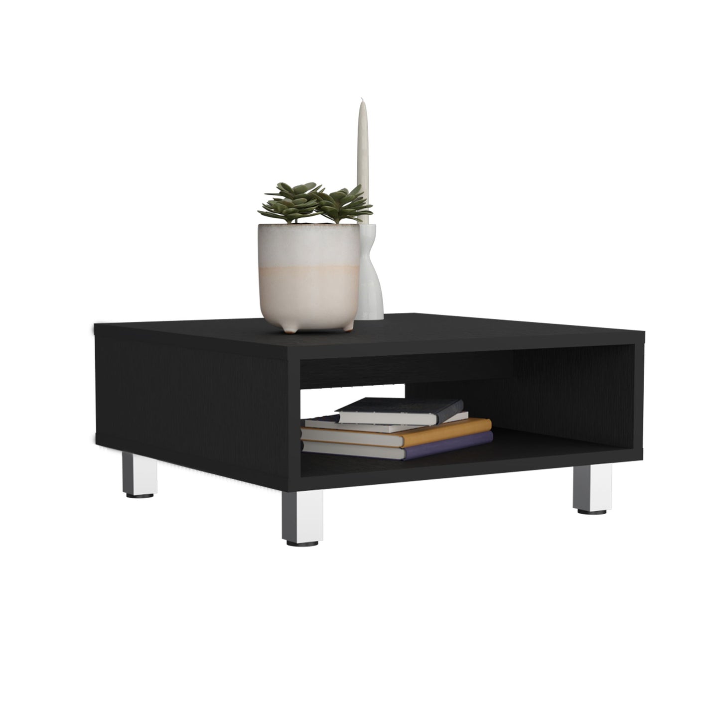 Coffee Table 1 Shelf, 4 Legs - Black