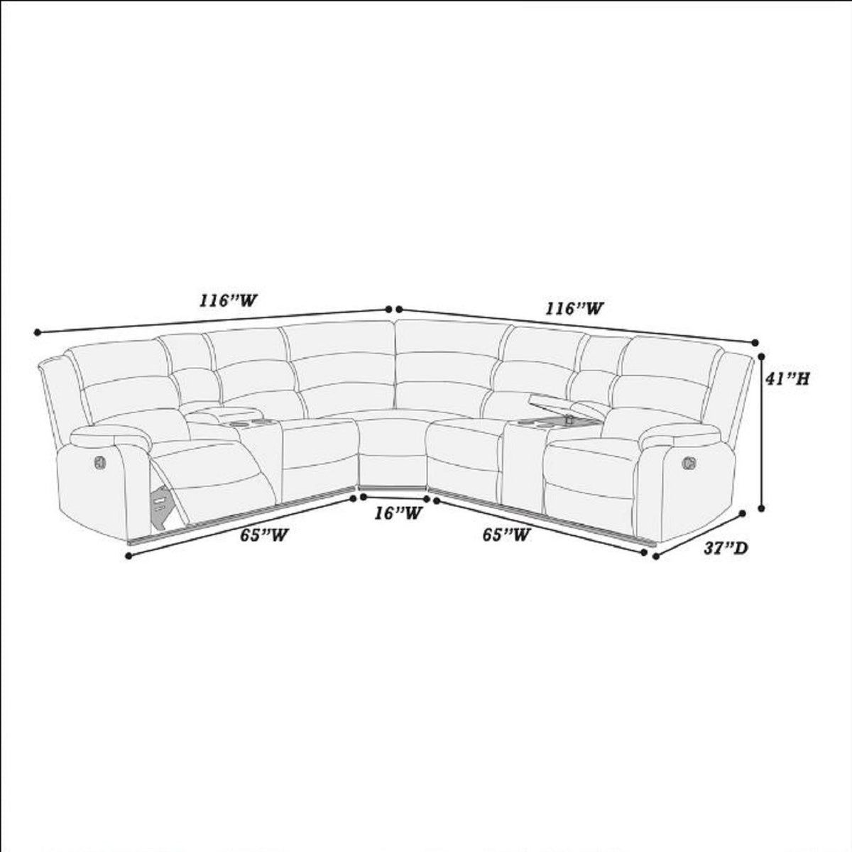 Manual Motion Reclining Loveseat 3 Piece Sectional Set With Console Storage And Cup Holders
