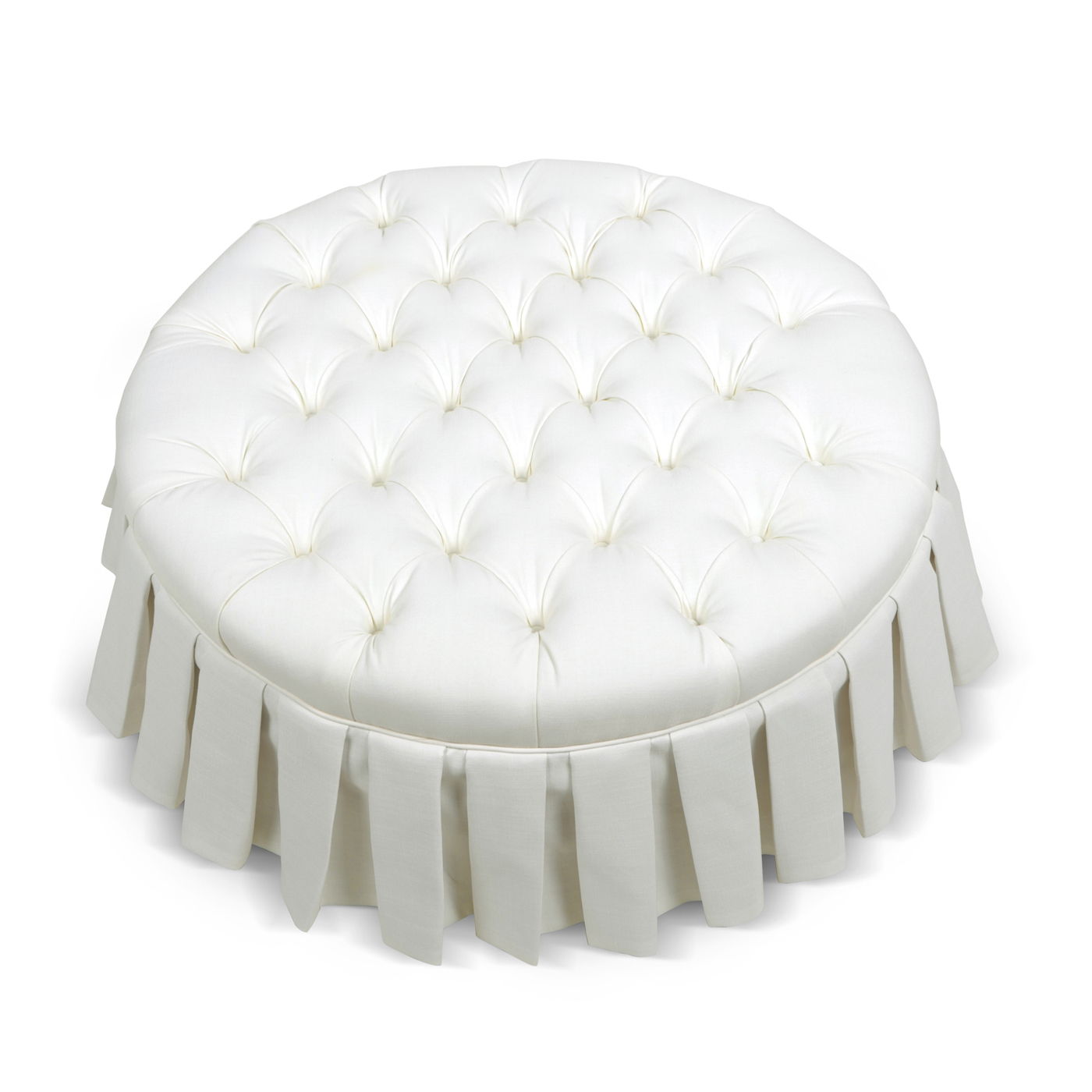 Luciana - Tufted Cocktail Ottoman With Skirt - Antique White