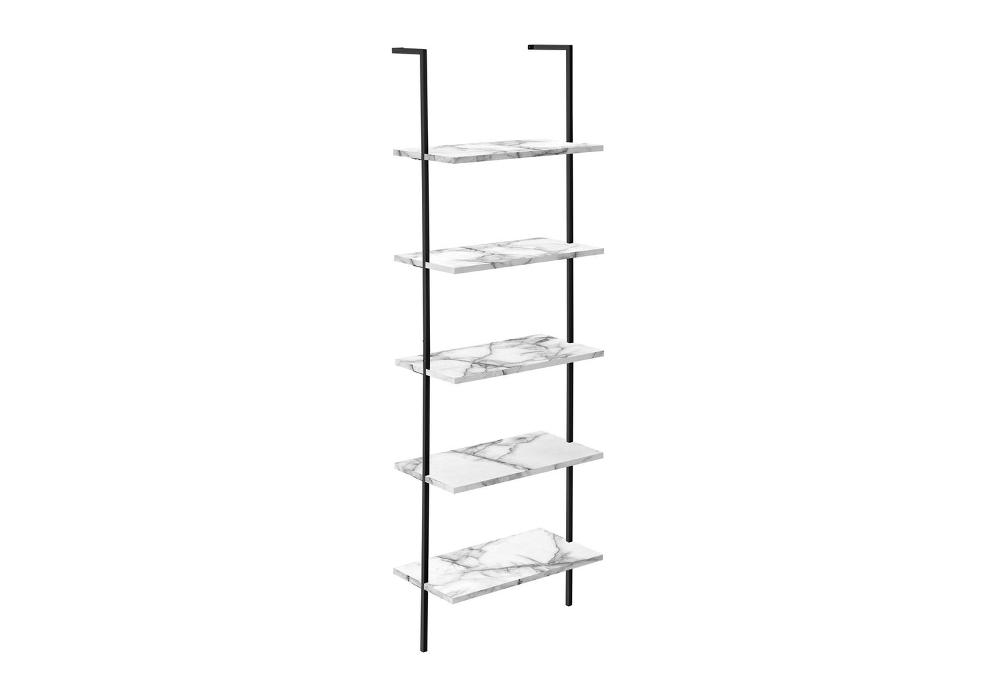 Bookshelf, Bookcase, Etagere, Ladder, 5 Tier, For Office, Marble Look Contemporary & Modern