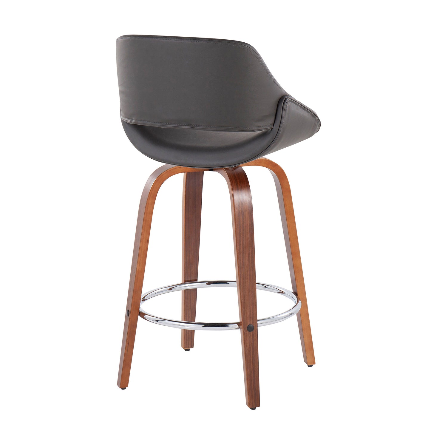 Fabrico - Mid Century Modern, Fixed Height Counter Stool With Round Footrest (Set of 2)