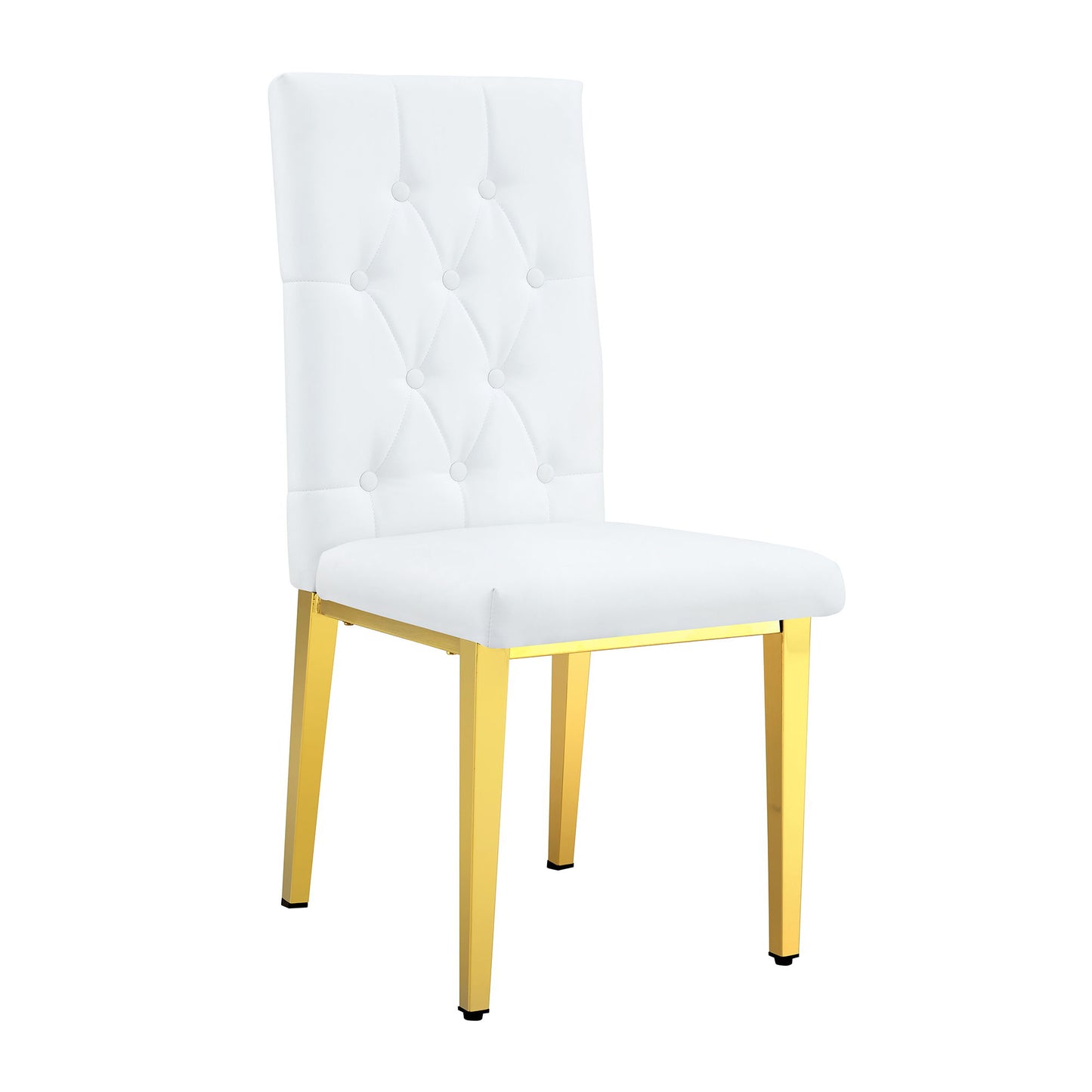 Elegant Vintage Armless Dining Chairs Set With Grid Design And Metal Legs (Set of 4) - White / Gold