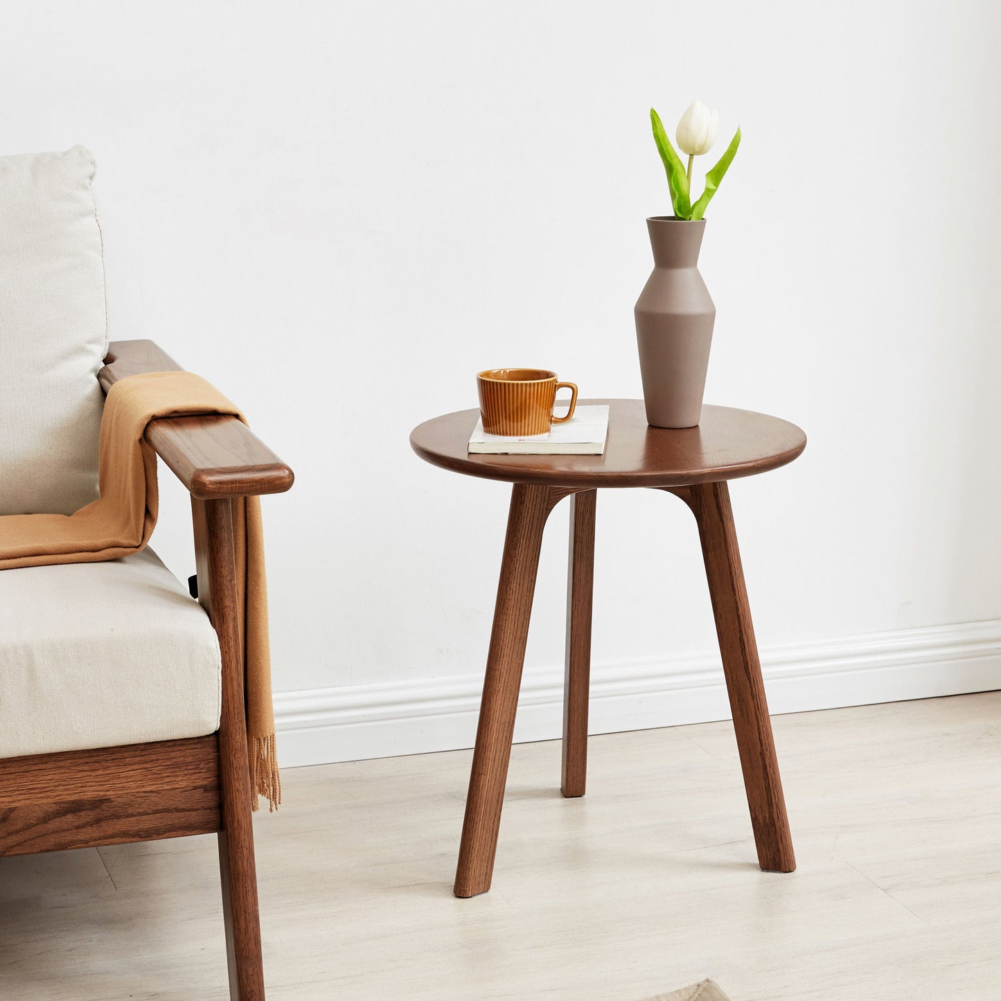 Round Small End Table, Side Table For Bedroom & Balcony