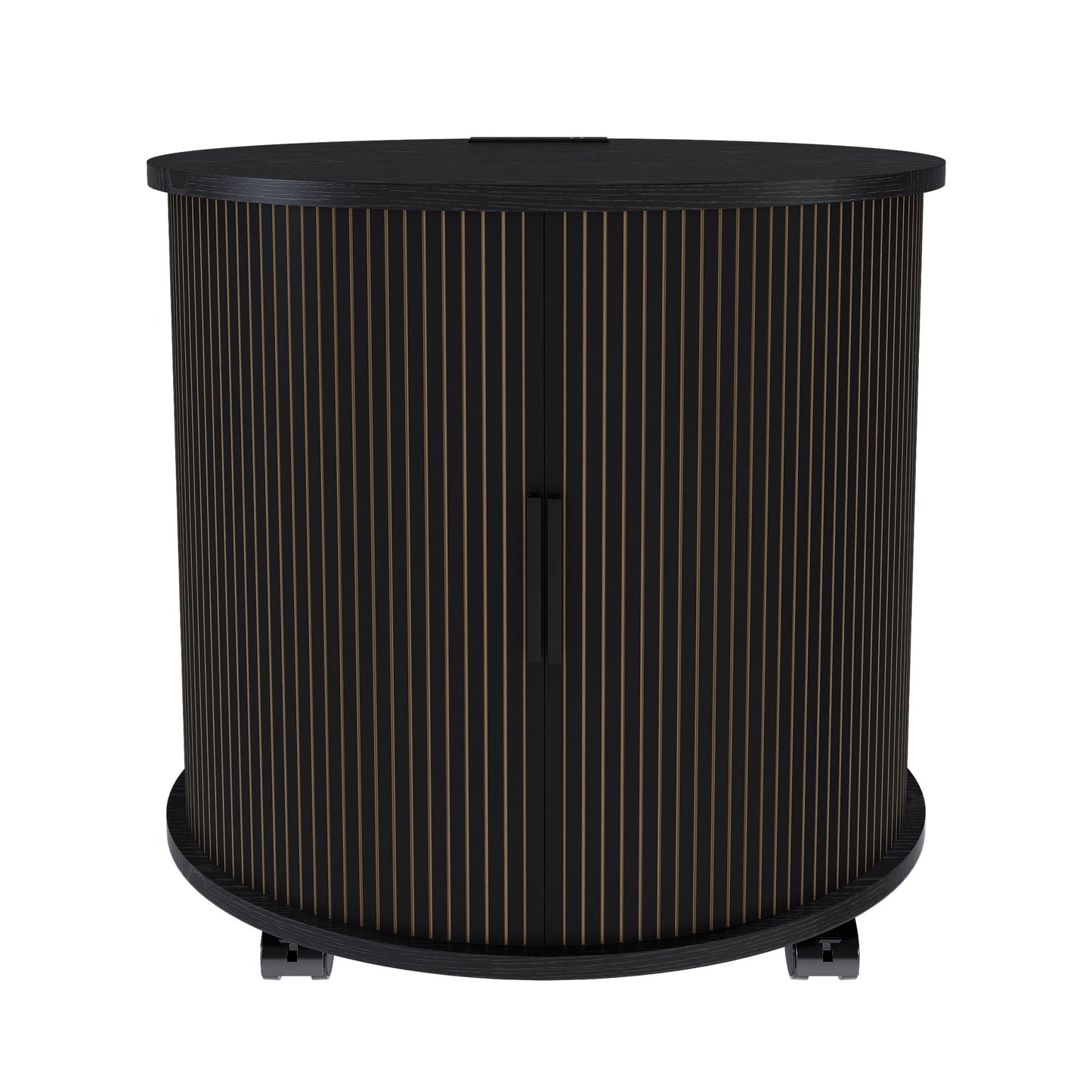 Cylinder Nightstand With Charging Station & Sliding Door