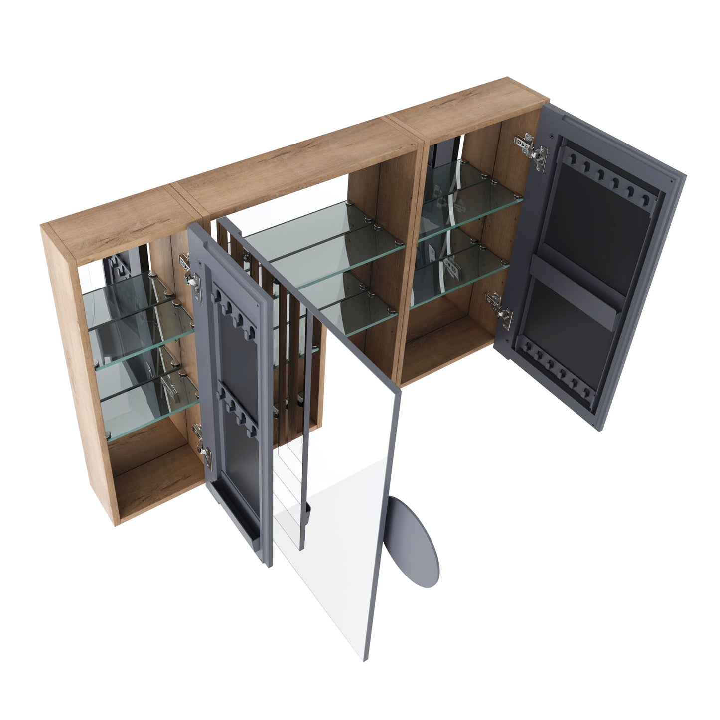 Wall Mounted Bathroom Cabinet With Adjustable Shelves Storage Cabinet - Imitative Oak