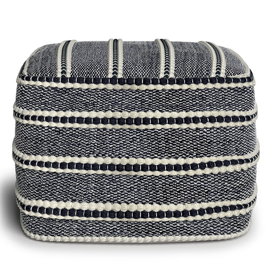 Corrie - Square Outdoor / Indoor Pouf - Navy / White
