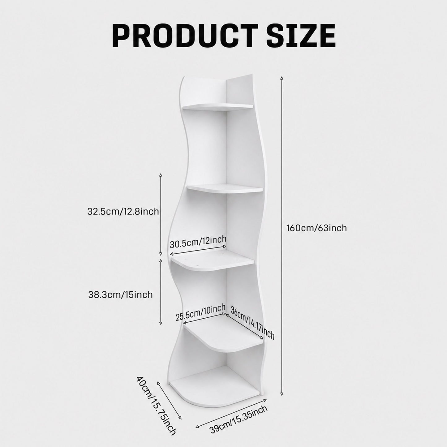 5 Tier S - Shaped Corner Shelf For Living Room