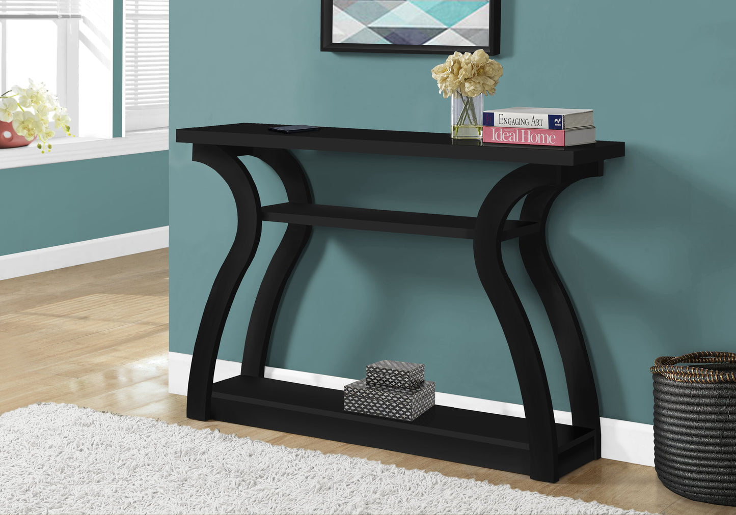 Accent Console Table For Entryway, Unique Curved Design