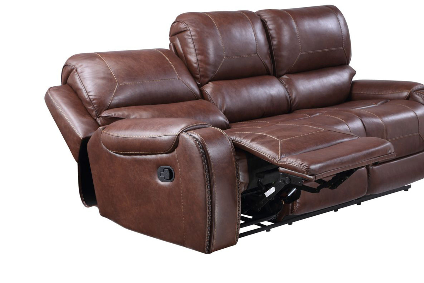 Keily - 3 Piece Manual Reclining Living Room Set In Faux Leather - Dark Brown