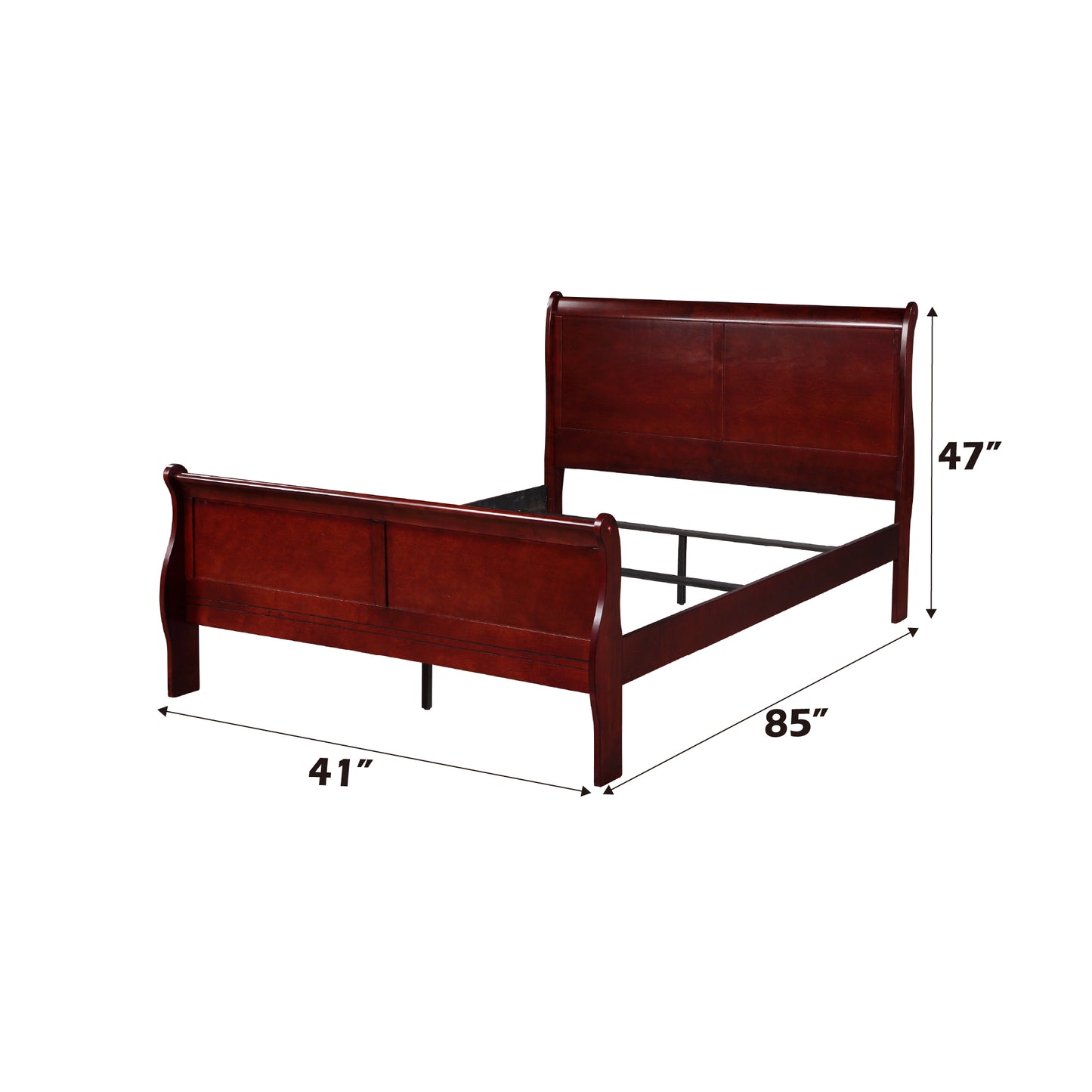 Louis Philippe Cherry Finish 2PCS Bedroom Set (Twin Bed)