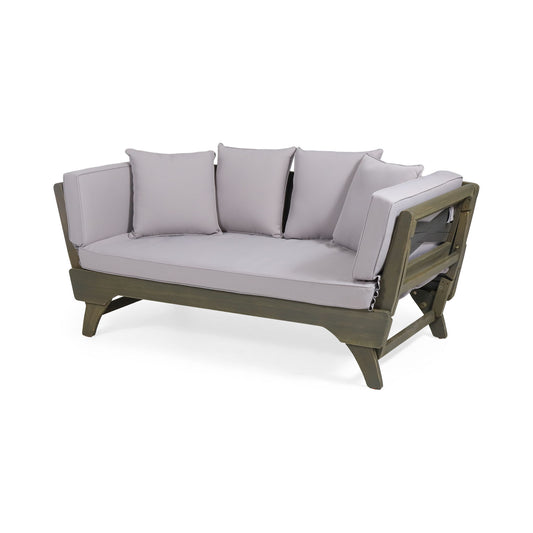 Outdoor Expandable Daybed With Water Resistant Cushion - Gray