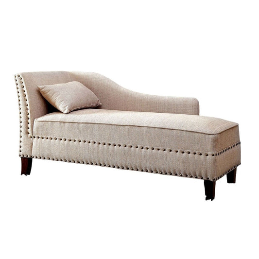 Chaise With Nailhead Trim And Plush Pillow