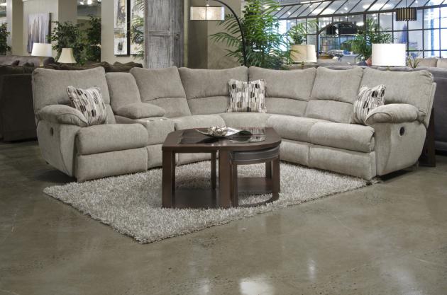 Catnapper Elliott Sectional collection arrangement; coordinating pieces sold separately in Pewter