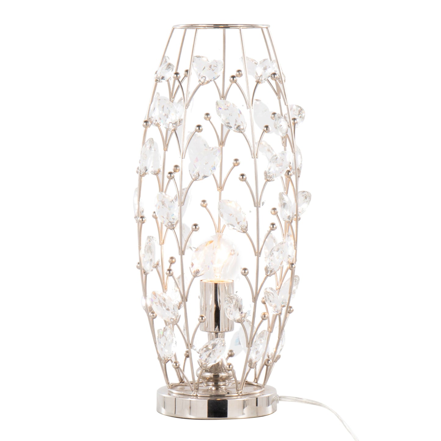 Crystal - Buds Contemporary Uplight Lamp - Polished Nickel / Clear Crystal